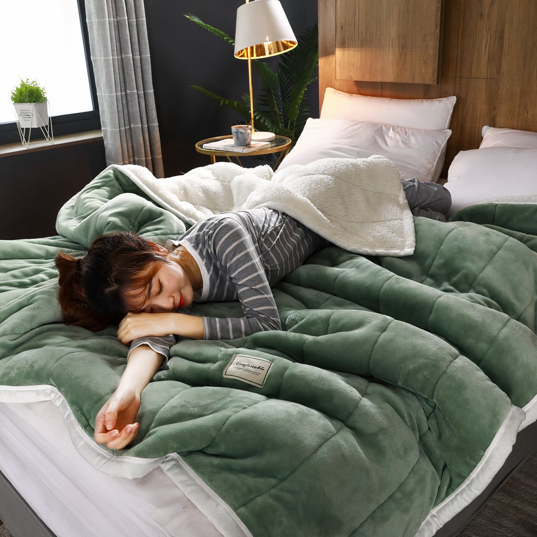 Couverture lestée verte épaisse et confortable pour réduire le stress et les insomnies